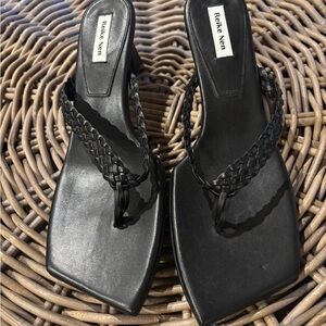 Black Braided Strap Sandals